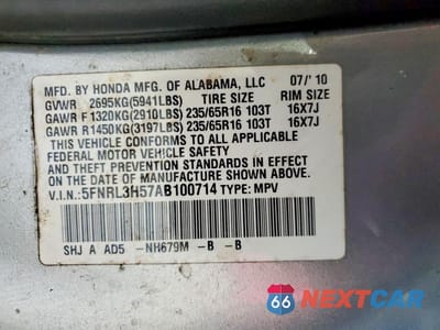 Zdjęcie 13 z 13 samochodu: 2010 HONDA ODYSSEY EX VIN:5FNRL3H57AB100714 - miniatura