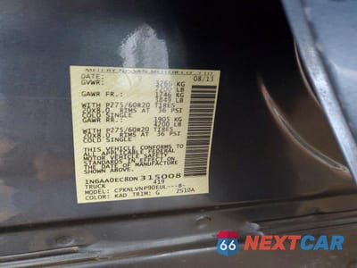 Zdjęcie 13 z 13 samochodu: 2013 NISSAN TITAN SV VIN:1N6AA0EC8DN315008 - miniatura