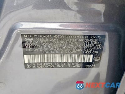 Zdjęcie 12 z 12 samochodu: 2015 LEXUS IS 250 VIN:JTHCF1D26F5029381 - miniatura