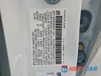 Zdjęcie 12 z 12 samochodu: 2024 HONDA CIVIC SPORT VIN:2HGFE2F57RH507742 - miniatura