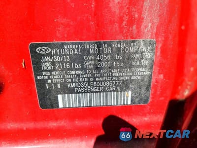 Zdjęcie 12 z 12 samochodu: 2013 HYUNDAI ELANTRA GT BASE VIN:KMHD35LE8DU086777 - miniatura