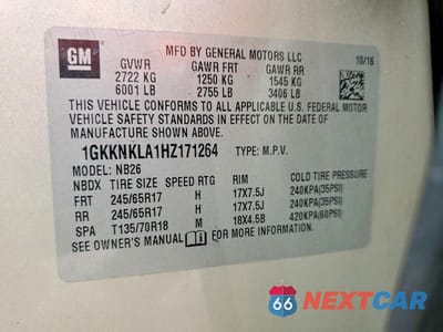 Zdjęcie 13 z 13 samochodu: 2017 GMC ACADIA SLE VIN:1GKKNKLA1HZ171264 - miniatura