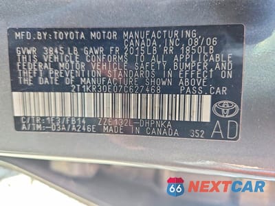 Zdjęcie 12 z 12 samochodu: 2007 TOYOTA MATRIX XR VIN:2T1KR30E07C627468 - miniatura