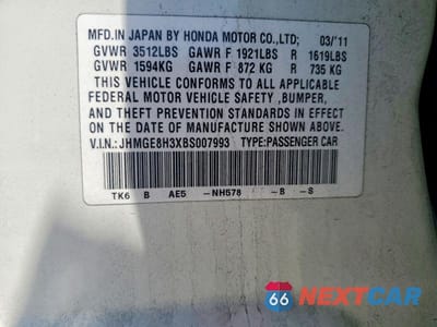 Zdjęcie 14 z 14 samochodu: 2011 HONDA FIT VIN:JHMGE8H3XBS007993 - miniatura
