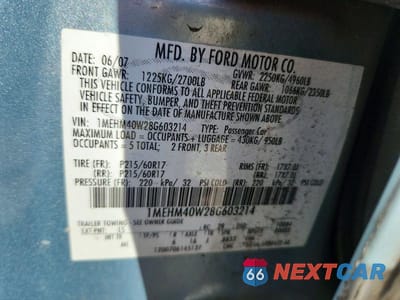 Zdjęcie 12 z 12 samochodu: 2008 MERCURY SABLE LUXURY VIN:1MEHM40W28G603214 - miniatura