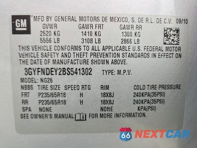 Zdjęcie 13 z 13 samochodu: 2011 CADILLAC SRX LUXURY COLLECTION VIN:3GYFNDEY2BS541302 - miniatura