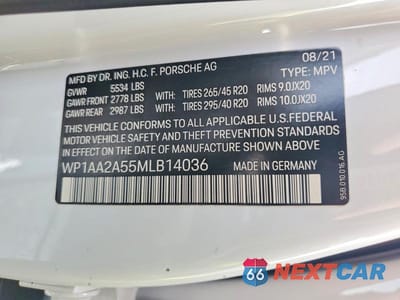 Zdjęcie 14 z 14 samochodu: 2021 PORSCHE MACAN VIN:WP1AA2A55MLB14036 - miniatura