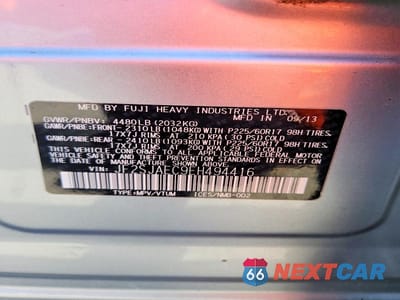 Zdjęcie 13 z 13 samochodu: 2014 SUBARU FORESTER 2.5I PREMIUM VIN:JF2SJAEC9EH494416 - miniatura