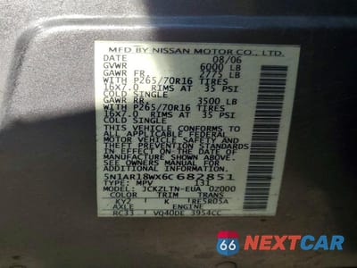 Zdjęcie 13 z 13 samochodu: 2006 NISSAN PATHFINDER S VIN:5N1AR18WX6C682851 - miniatura