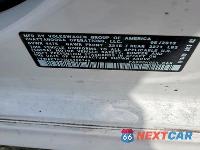 Zdjęcie 12 z 12 samochodu: 2013 VOLKSWAGEN PASSAT S VIN:1VWAP7A33DC135749 - miniatura