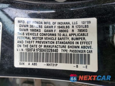 Zdjęcie 13 z 13 samochodu: 2010 HONDA CIVIC LX VIN:19XFA1F50AE028440 - miniatura