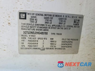 Zdjęcie 12 z 12 samochodu: 2017 GMC SIERRA K1500 SLT VIN:3GTU2NEJ2HG405780 - miniatura