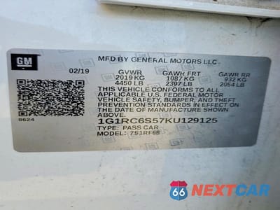 Zdjęcie 12 z 12 samochodu: 2019 CHEVROLET VOLT LT VIN:1G1RC6S57KU129125 - miniatura