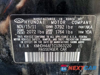 Zdjęcie 12 z 12 samochodu: 2012 HYUNDAI ELANTRA GLS VIN:KMHDH4AE1CU363220 - miniatura