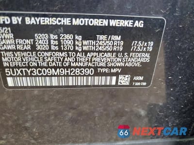 Zdjęcie 12 z 12 samochodu: 2021 BMW X3 SDRIVE30I VIN:5UXTY3C09M9H28390 - miniatura