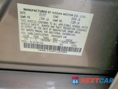 Zdjęcie 12 z 12 samochodu: 2007 NISSAN ALTIMA 3.5 SE VIN:1N4BL21E67C197695 - miniatura