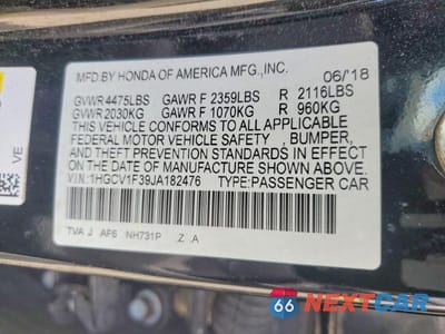 Zdjęcie 12 z 12 samochodu: 2018 HONDA ACCORD SPORT VIN:1HGCV1F39JA182476 - miniatura