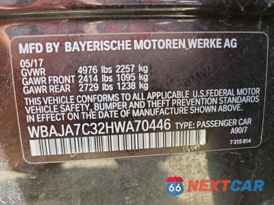 Zdjęcie 13 z 13 samochodu: 2017 BMW 530 XI VIN:WBAJA7C32HWA70446 - miniatura