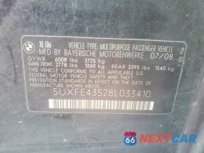 Zdjęcie 13 z 13 samochodu: 2008 BMW X5 3.0I VIN:5UXFE43528L033410 - miniatura