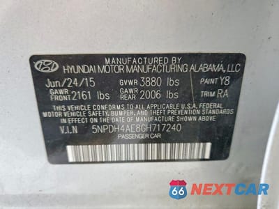 Zdjęcie 12 z 12 samochodu: 2016 HYUNDAI ELANTRA SE VIN:5NPDH4AE8GH717240 - miniatura