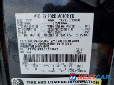 Zdjęcie 13 z 13 samochodu: 2012 FORD F150 SUPERCREW VIN:1FTFW1EF2CFA35992 - miniatura