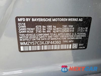 Zdjęcie 12 z 12 samochodu: 2018 MINI COOPER COUNTRYMAN VIN:WMZYS7C3XJ3F44360 - miniatura