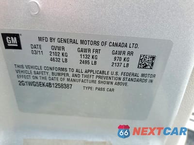 Zdjęcie 12 z 12 samochodu: 2011 CHEVROLET IMPALA LT VIN:2G1WG5EK4B1258387 - miniatura