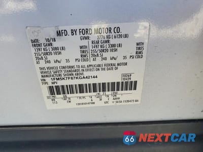 Zdjęcie 13 z 13 samochodu: 2019 FORD EXPLORER LIMITED VIN:1FM5K7F87KGA42144 - miniatura