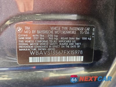 Zdjęcie 12 z 12 samochodu: 2007 BMW 328 VIN:WBAVS13567FX15978 - miniatura
