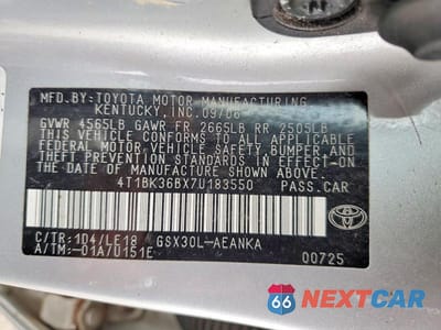 Zdjęcie 12 z 12 samochodu: 2007 TOYOTA AVALON TOURING VIN:4T1BK36BX7U183550 - miniatura