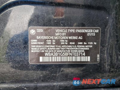 Zdjęcie 12 z 12 samochodu: 2015 BMW 320 I VIN:WBA3B1G58FNT03714 - miniatura