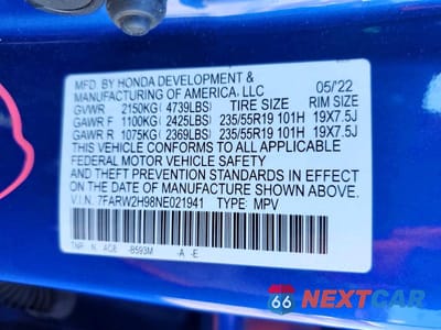 Zdjęcie 13 z 13 samochodu: 2022 HONDA CR-V TOURING VIN:7FARW2H98NE021941 - miniatura