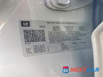 Zdjęcie 12 z 12 samochodu: 2019 CHEVROLET COLORADO LT VIN:1GCGSCEN3K1112951 - miniatura