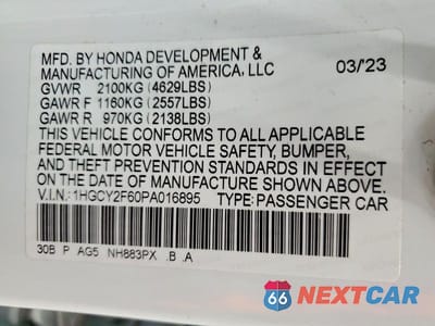 Zdjęcie 12 z 12 samochodu: 2023 HONDA ACCORD HYBRID EXL VIN:1HGCY2F60PA016895 - miniatura