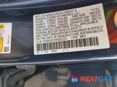 Zdjęcie 13 z 13 samochodu: 2023 HONDA CR-V EXL VIN:7FARS3H76PE002372 - miniatura