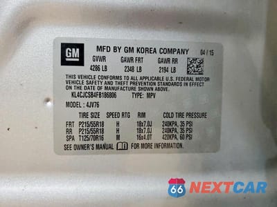 Zdjęcie 13 z 13 samochodu: 2015 BUICK ENCORE VIN:KL4CJCSB4FB186806 - miniatura