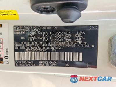 Zdjęcie 13 z 13 samochodu: 2012 TOYOTA 4RUNNER SR5 VIN:JTEZU5JR5C5035870 - miniatura