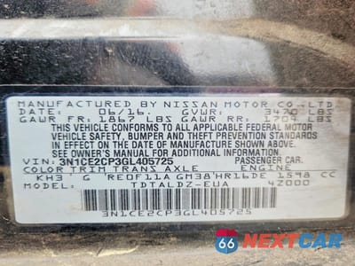 Zdjęcie 12 z 12 samochodu: 2016 NISSAN VERSA NOTE VIN:3N1CE2CP3GL405725 - miniatura