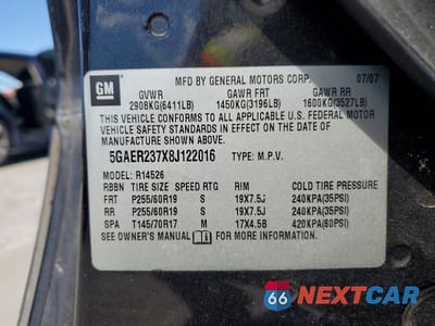 Zdjęcie 13 z 13 samochodu: 2008 BUICK ENCLAVE CXL VIN:5GAER237X8J122016 - miniatura