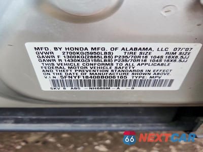 Zdjęcie 13 z 13 samochodu: 2008 HONDA PILOT EX VIN:5FNYF18408B006165 - miniatura