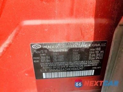 Zdjęcie 13 z 13 samochodu: 2019 HYUNDAI SANTA FE VIN:5NMS23AD4KH065247 - miniatura
