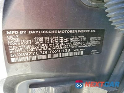 Zdjęcie 14 z 14 samochodu: 2017 BMW X3 SDRIVE28I VIN:5UXWZ7C30H0X40138 - miniatura