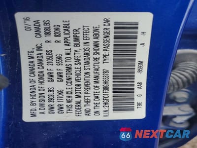Zdjęcie 12 z 12 samochodu: 2016 HONDA CIVIC EX VIN:2HGFC1F38GH653787 - miniatura