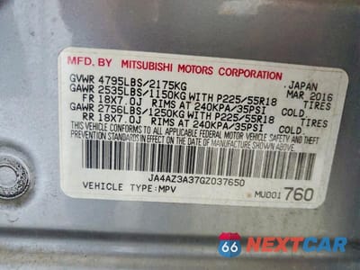 Zdjęcie 13 z 13 samochodu: 2016 MITSUBISHI OUTLANDER SE VIN:JA4AZ3A37GZ037650 - miniatura