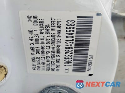 Zdjęcie 12 z 12 samochodu: 2002 HONDA CIVIC EX VIN:1HGES26842L045583 - miniatura