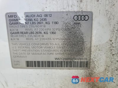 Zdjęcie 13 z 13 samochodu: 2013 AUDI Q5 PREMIUM VIN:WA1CFAFP8DA008976 - miniatura
