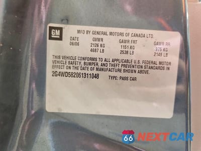 Zdjęcie 12 z 12 samochodu: 2006 BUICK LACROSSE CXL VIN:2G4WD582061311048 - miniatura
