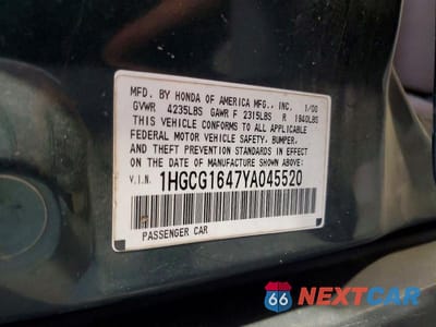 Zdjęcie 12 z 12 samochodu: 2000 HONDA ACCORD LX VIN:1HGCG1647YA045520 - miniatura