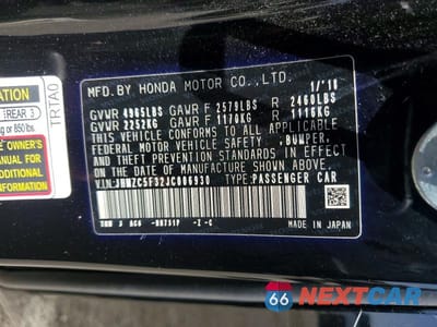 Zdjęcie 13 z 13 samochodu: 2018 HONDA CLARITY TOURING VIN:JHMZC5F32JC006930 - miniatura