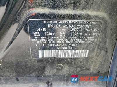 Zdjęcie 12 z 12 samochodu: 2019 HYUNDAI ACCENT SE VIN:3KPC24A39KE073109 - miniatura